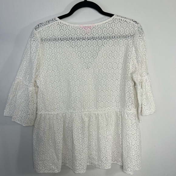 Lilly Pulitzer Inez White Eyelet Lace Diamond Geo Lace Resort Romantic Top Sz S - Picture 9 of 13